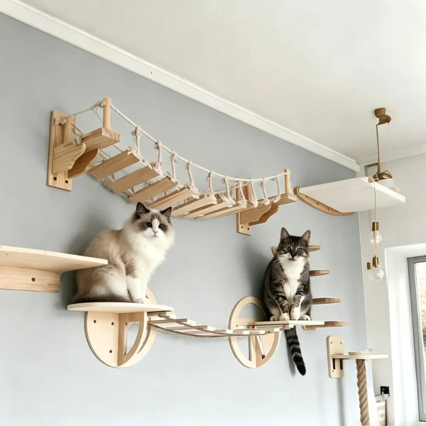 Wall-mounted Cat Roped Bridge