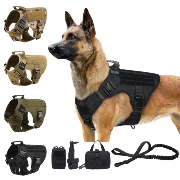 Tactical Dog Harness Collar Leash