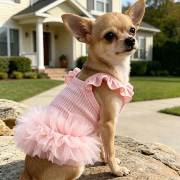 Dog & Cat Ruffled Sleeve Princess Dress